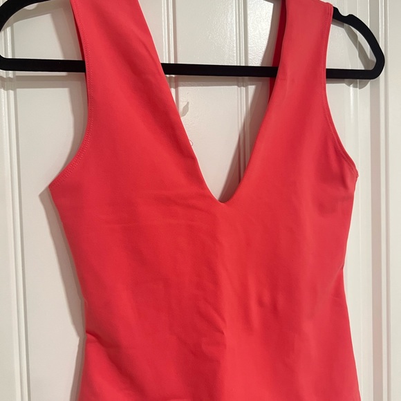 Free people hot pink deep v neck bodysuit size large - Picture 2 of 4
